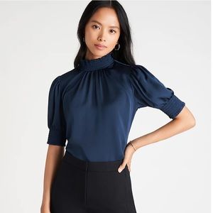 Ann Taylor Mixed Media Smocked Top